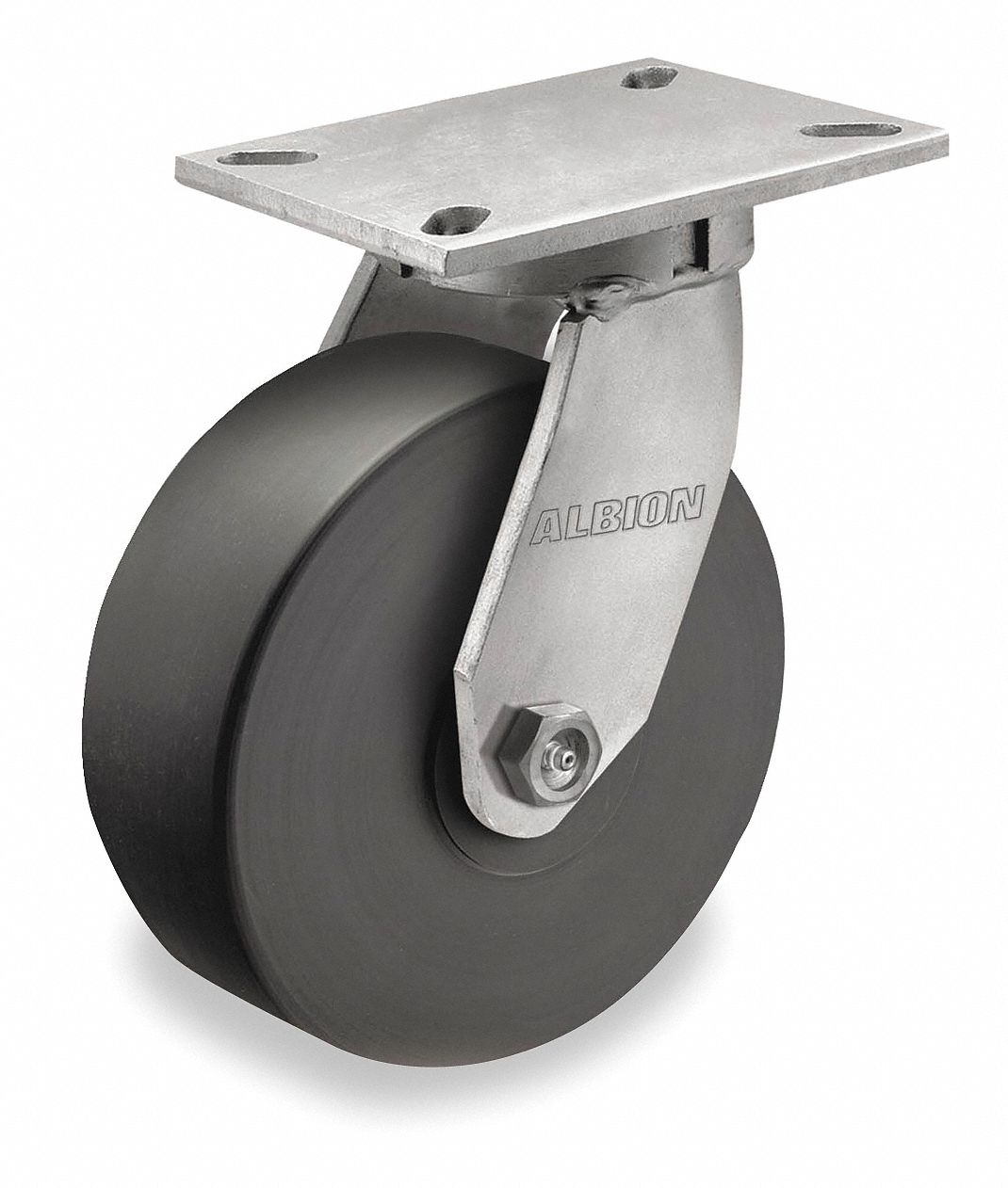 Plate Caster, Kingpinless Swivel, Nylon, 5400 lb, 8 in Wheel Dia
