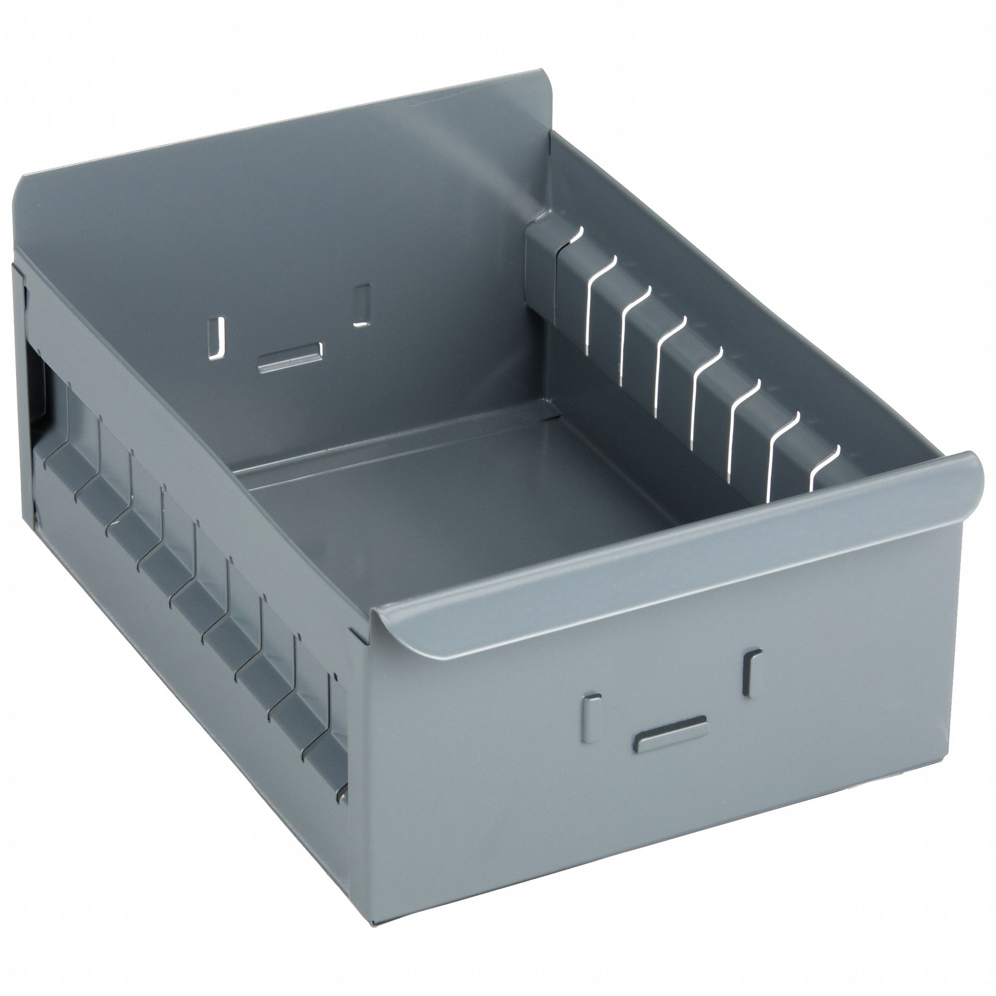 Drawer Bin: 11 in Overall Lg, 8 1/4 in x 4 1/2 in, Gray, Not Stacking Capable
