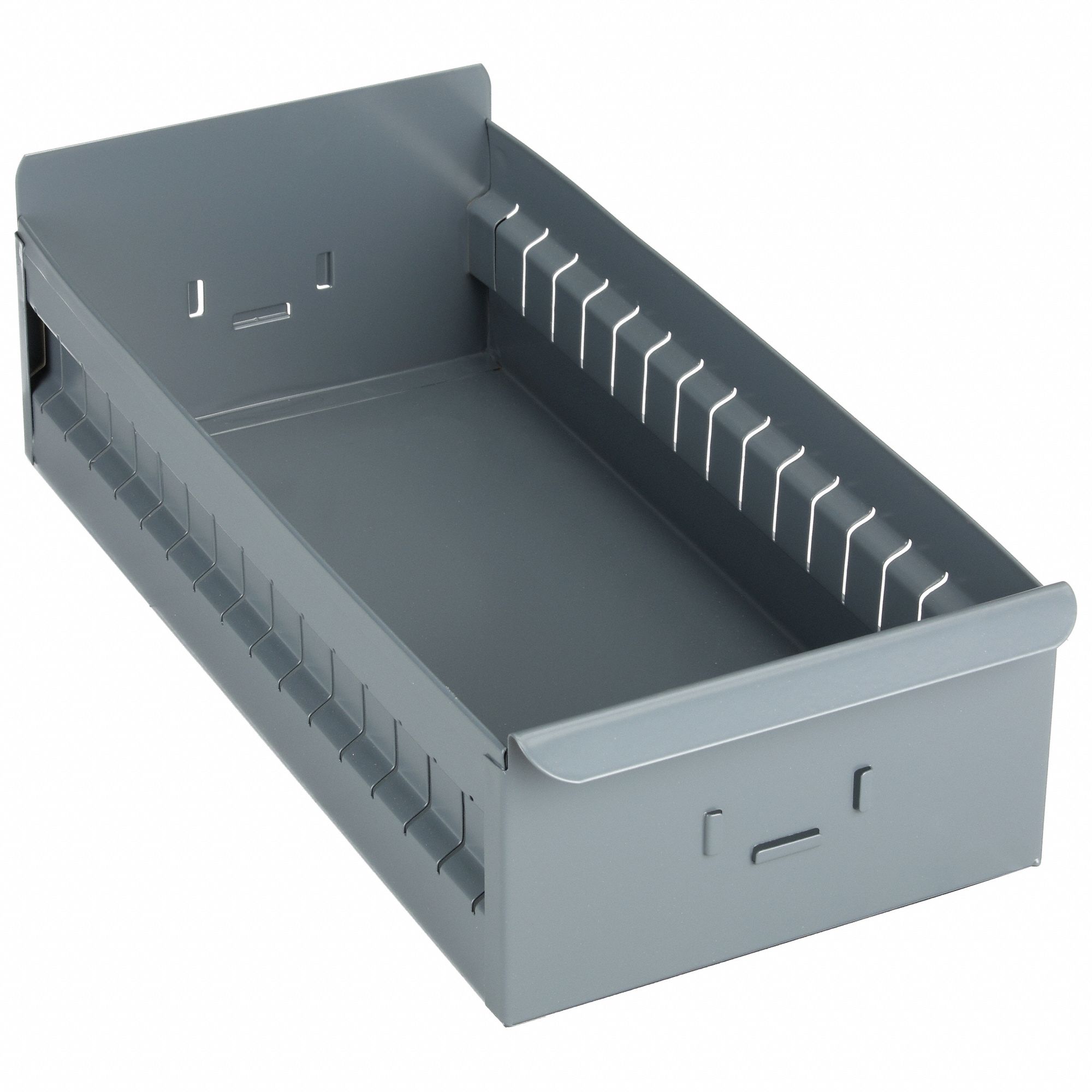 Drawer Bin: 17 in Overall Lg, 8 1/4 in x 4 1/2 in, Gray, Not Stacking Capable