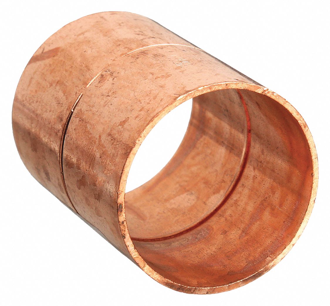 COUPLING, ROLLED TUBE STOP: WROT COPPER, CUP X CUP, ¼ IN X ¼ IN COPPER TUBE SIZE