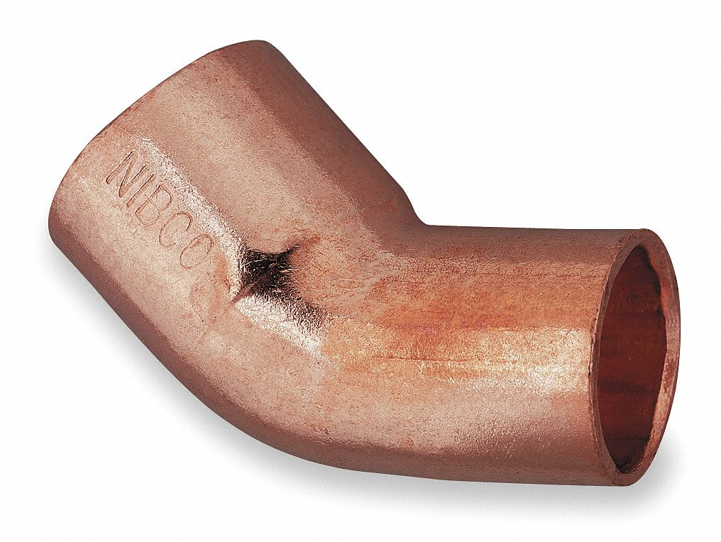 NIBCO Wrot Copper Elbow, 45°, FTG x C Connection Type, 1 1/4" Tube Size   1VLY5|6062 11/4   