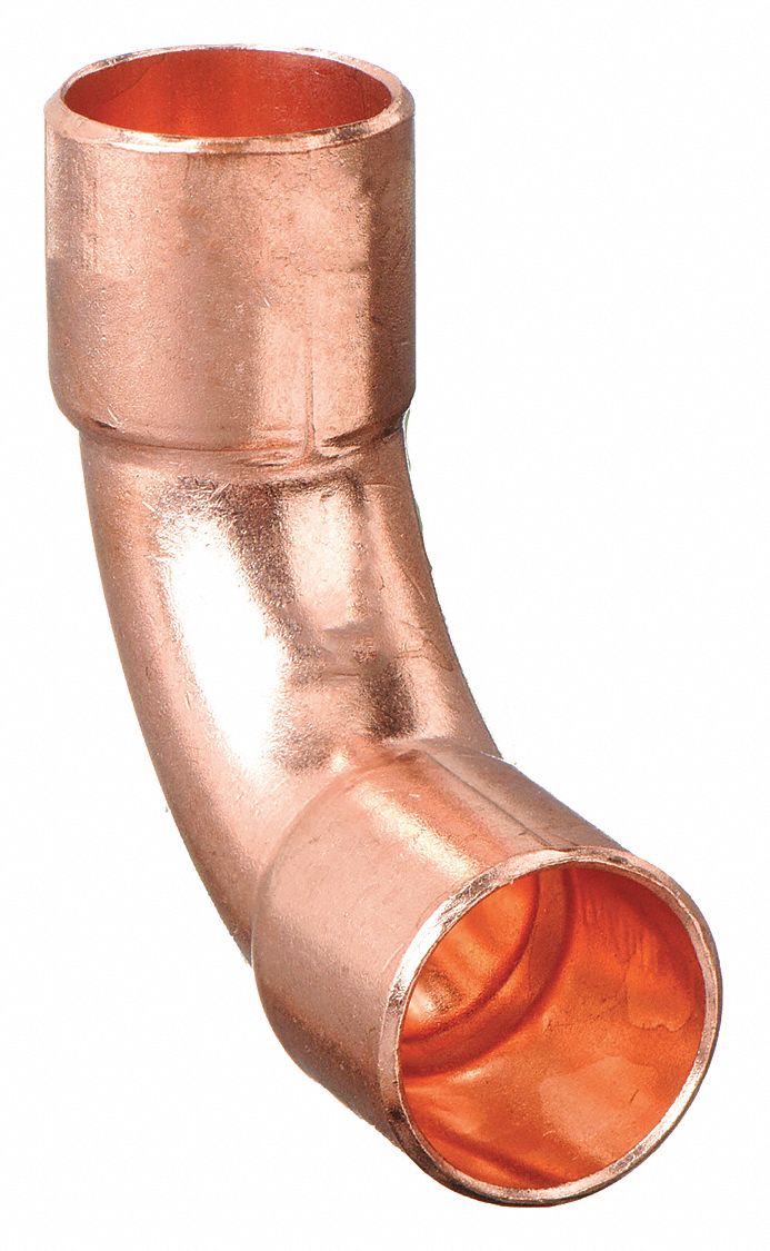 Sweat Fitting Elbow: 3/16 in CTS x 3/16 in CTS, Cup x FTG, Wrot Copper
