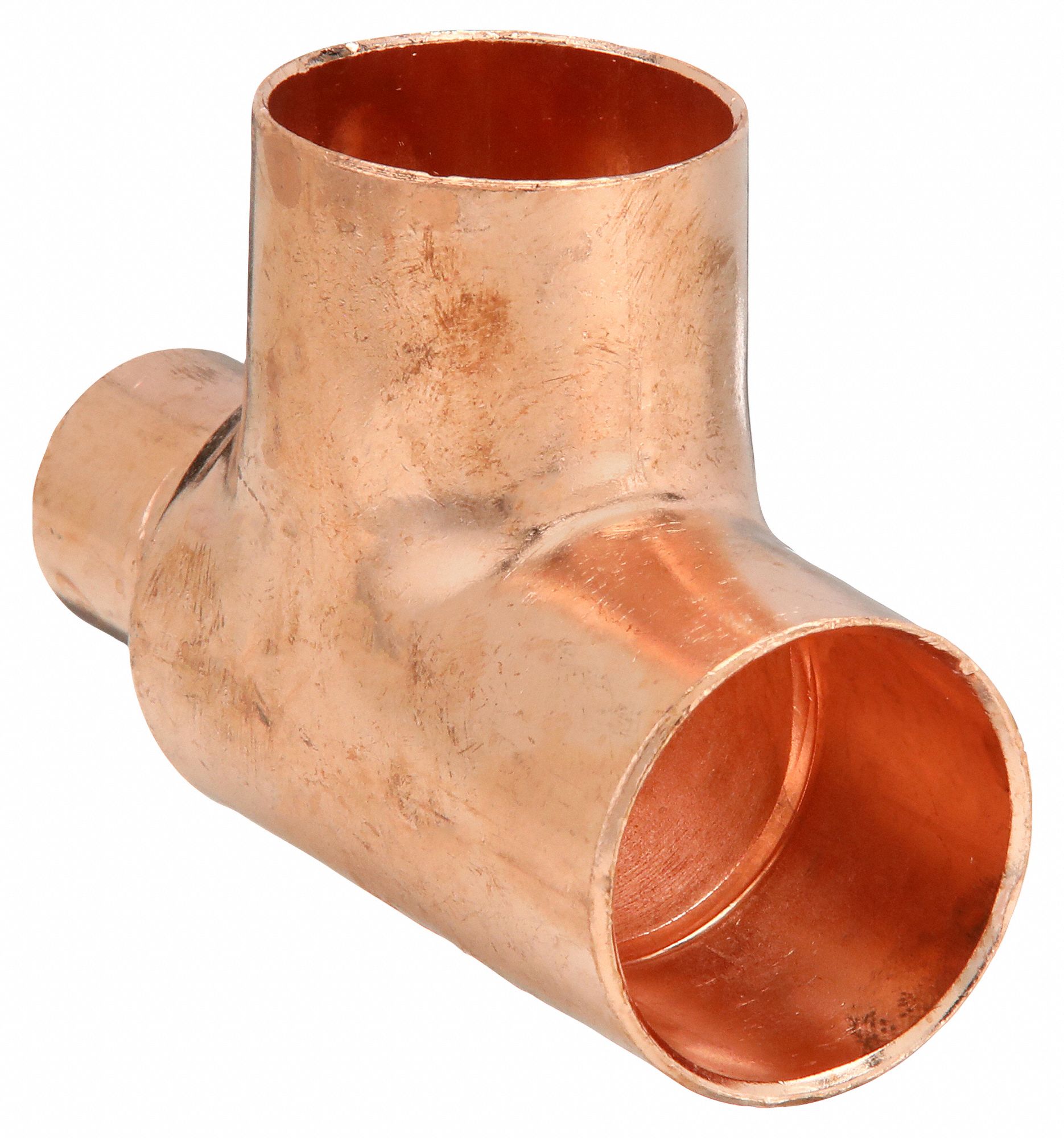 Reducing Tee: Wrot Copper, Cup x Cup x Cup, 2 in x 1/2 in x 2 in Copper  Tube Size