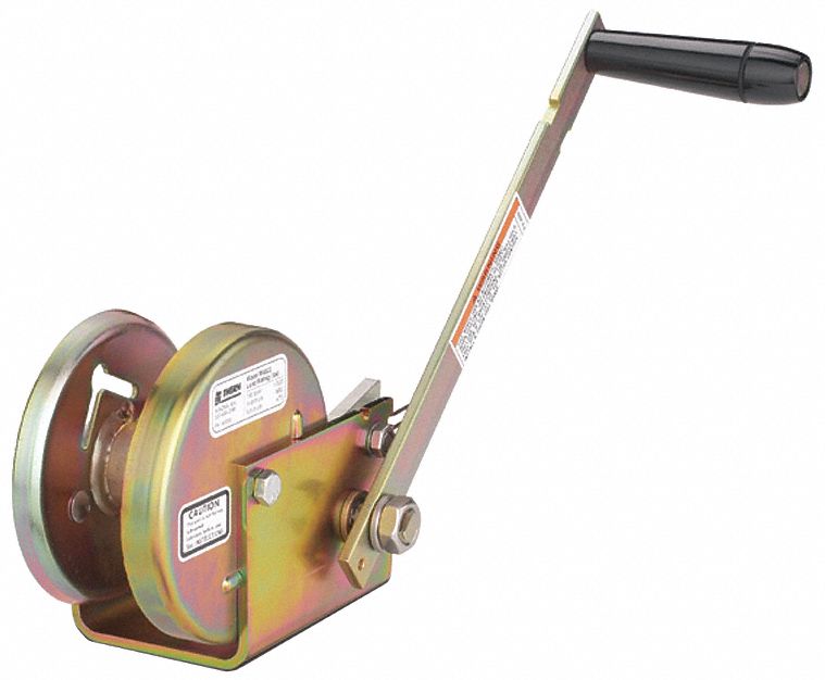Hand Winch: Pulling, 1,000 lb First Layer Load Capacity, Spur, 2.85:1, Steel