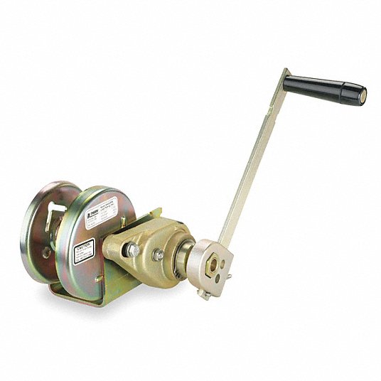 Hand Winch: 1,000 lb 1st Layer Load Capacity, Spur, 2.85:1 Winch Gear Ratio, Brake Included