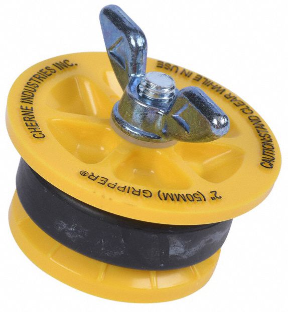 PIPE PLUG: WING NUT, END OF PIPE, FOR 2 IN PIPE, NATURAL RUBBER PLUG