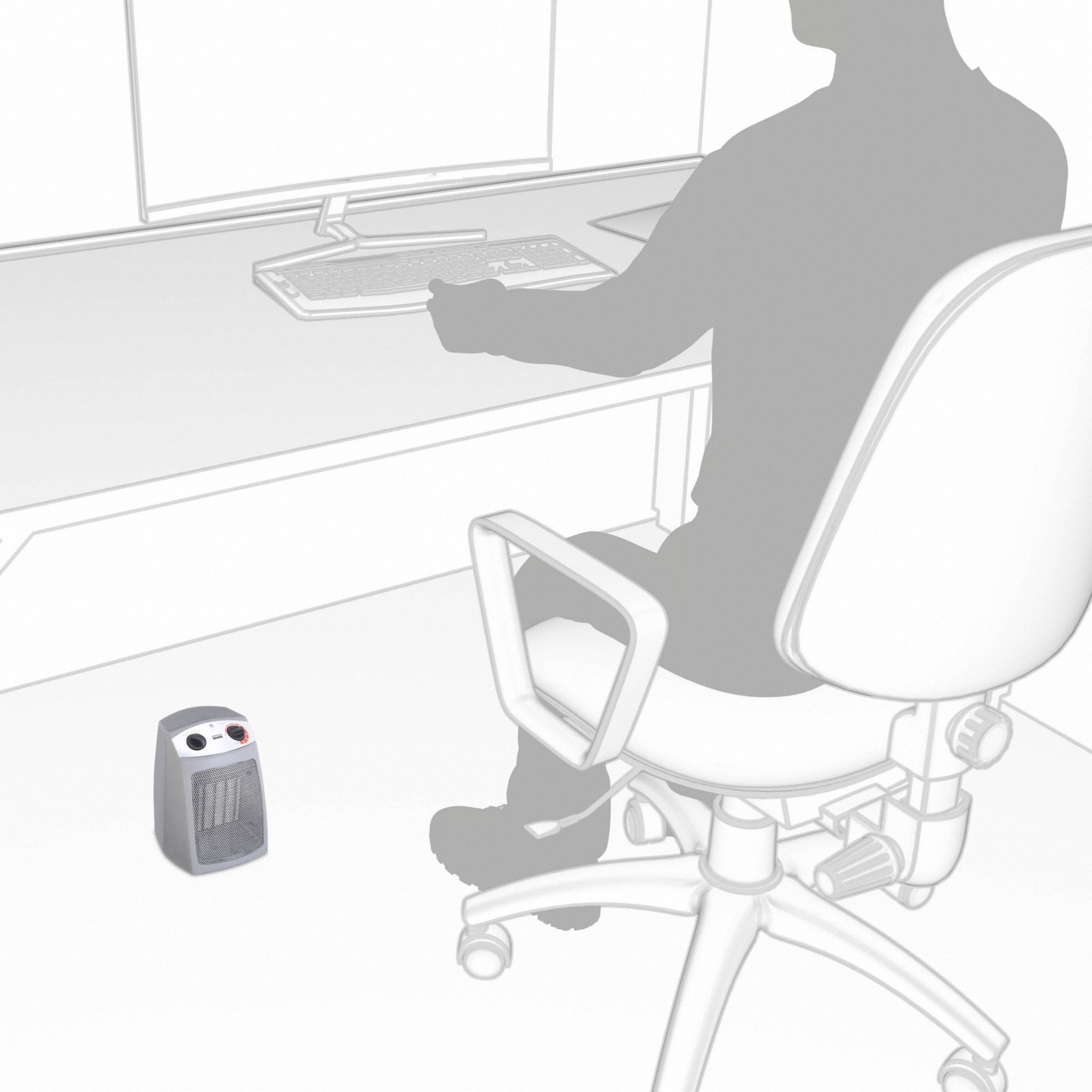 DAYTON Portable Electric Heater 650W/1000W/1500W, 3 Heat Settings