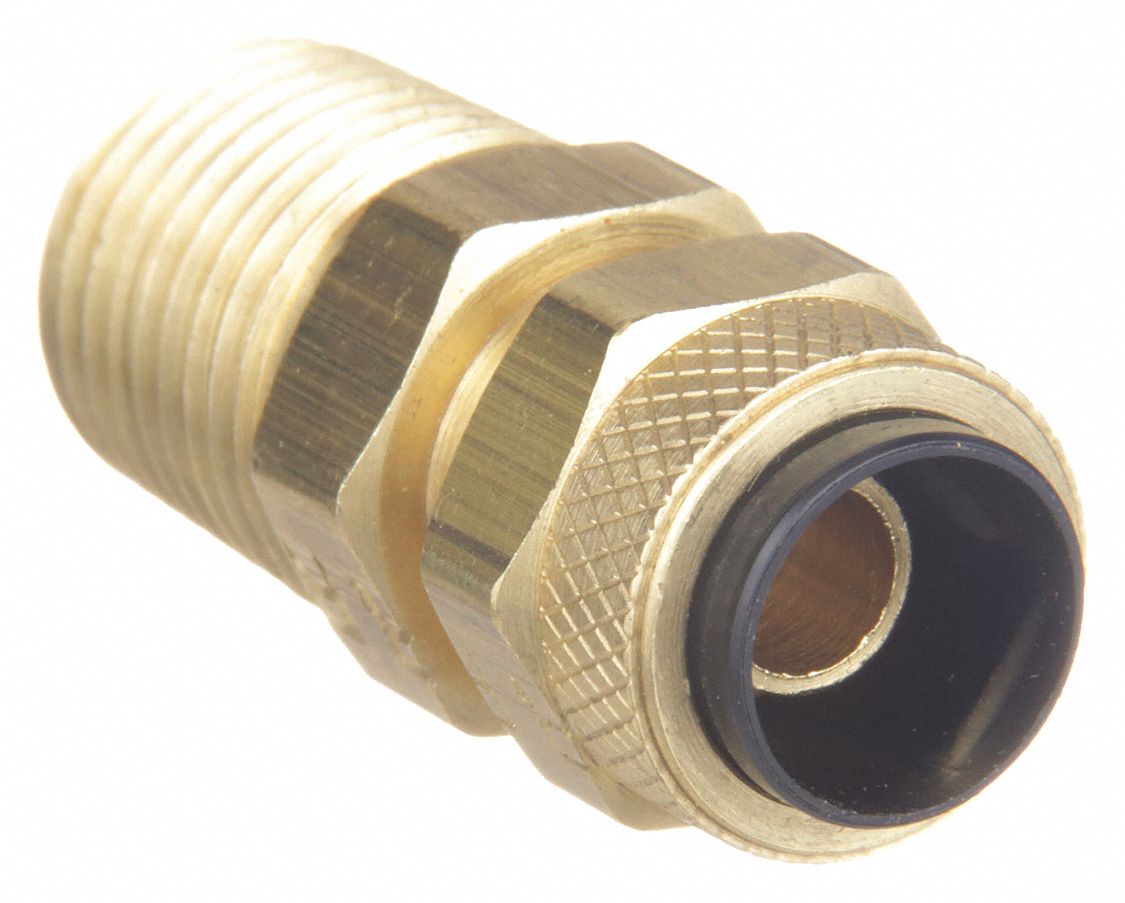 MALE CONNECTOR: BRASS, COMPRESSION X MNPT, ⅛ IN PIPE SIZE, FOR ¼ IN TUBE OD
