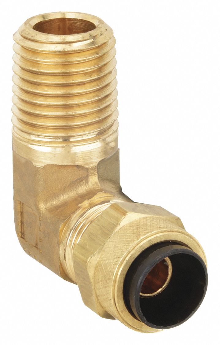 MALE ELBOW, 90 ° : BRASS, COMPRESSION X MNPT, ¼ IN PIPE SIZE, FOR ¼ IN TUBE OD