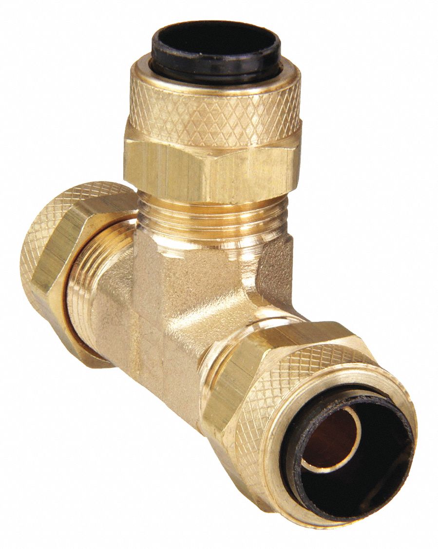 UNION TEE: BRASS, COMPRESSION X COMPRESSION X COMPRESSION, 11/16-20 THREADING SIZE