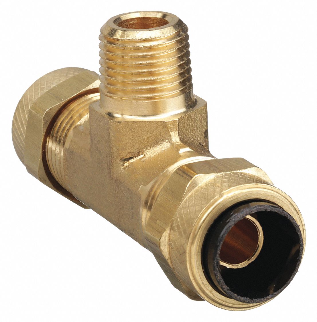 MALE BRANCH TEE: BRASS, COMPRESSION X COMPRESSION X MNPT, ⅛ IN PIPE SIZE