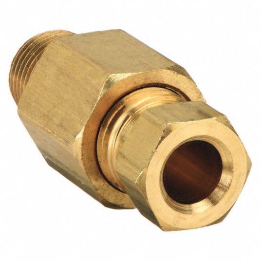 Compression Union: Brass, Compression x Compression, For 3/8 in x 3/8 in  Tube OD, 5 PK