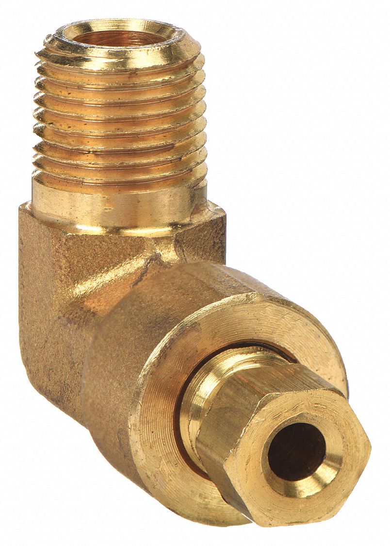 Elbow,  90, Brass, CompxM, 1/8In, PK10