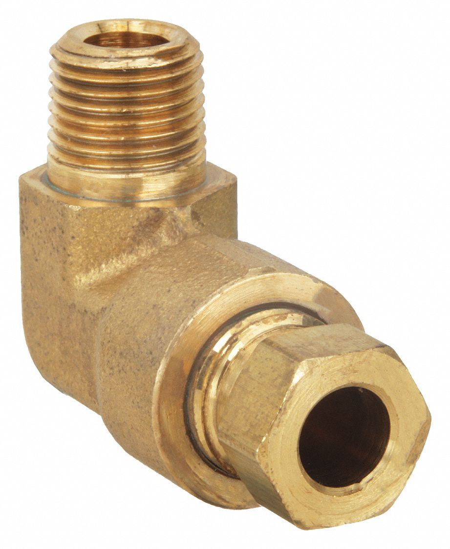 Elbow,  90, Brass, CompxM, 1/4Inx1/8In, PK10