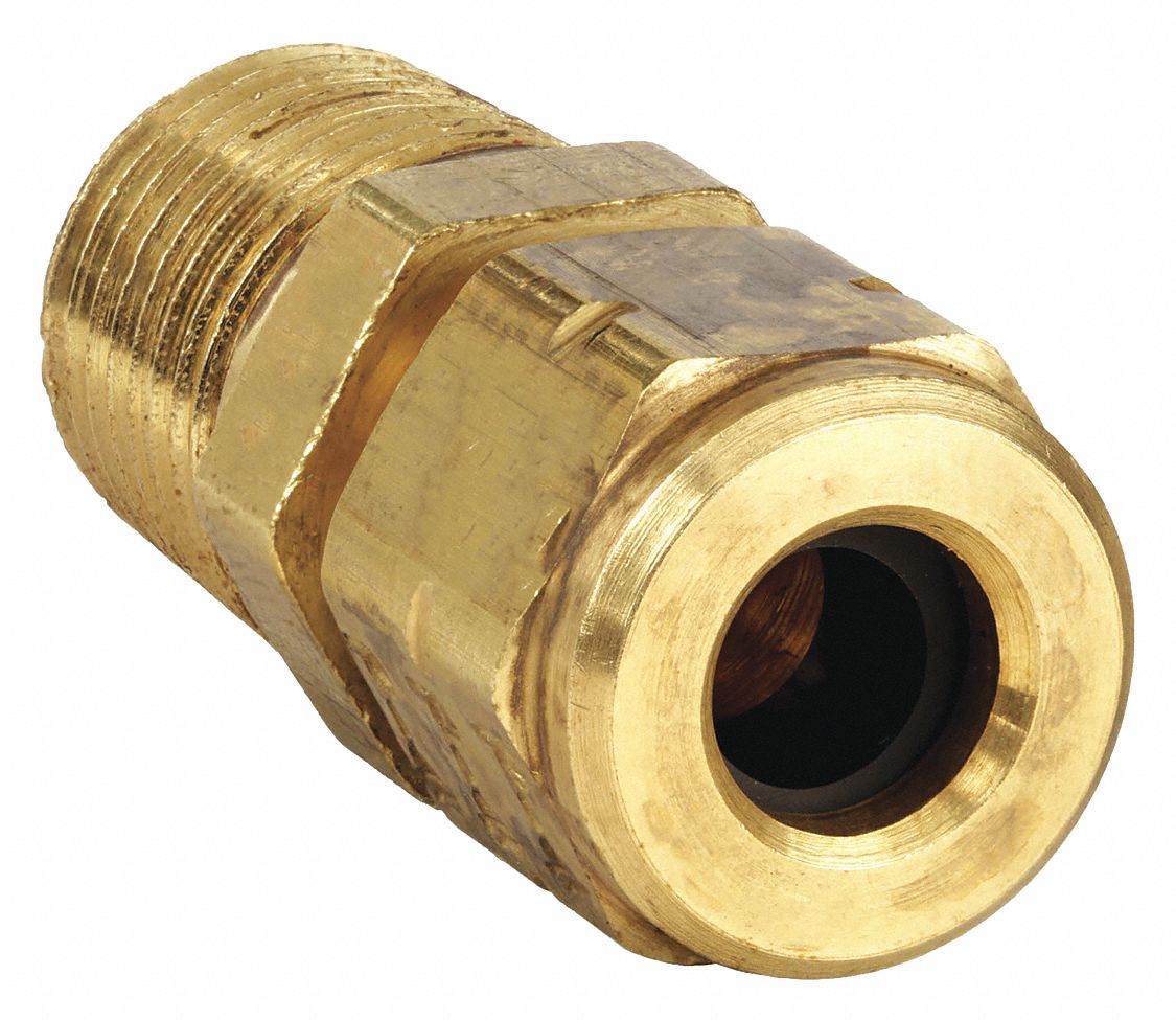 Brass, For 1/4 in Tube OD, Male Connector - 1VPT5|68VL-4-4 - Grainger