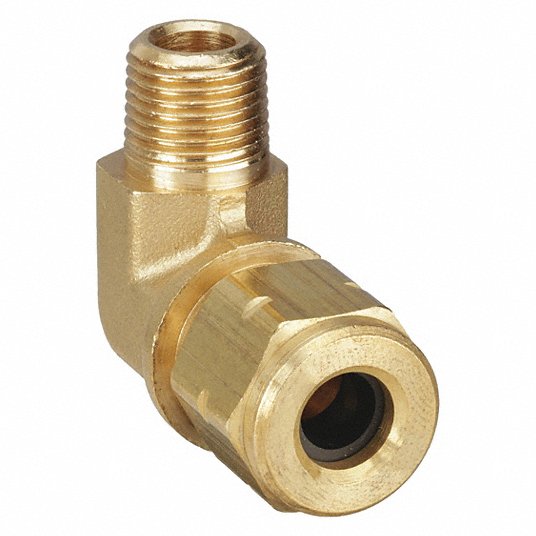 Brass, For 1/4 in Tube OD, Male Elbow, 90 Degrees - 1VPU3