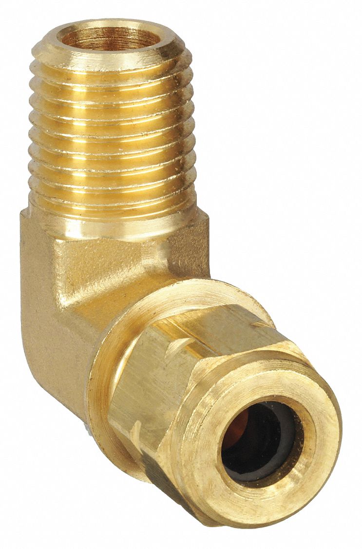 Compression Tube Connector: 1/4-18 Thread, Compression x MNPT