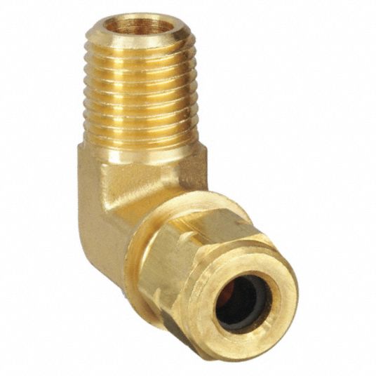 Brass, For 1/4 in Tube OD, Male Elbow, 90 Degrees - 1VPU4
