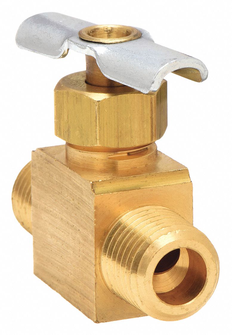 Needle Valve: Inline Valve Body, Brass, 1/4 in Pipe Size, 150 psi Max. Pressure (CWP)