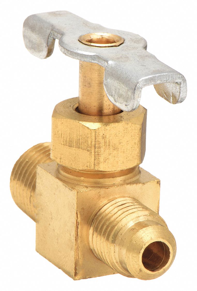 Needle Valve: Inline Valve Body, Brass, 1/4 in Pipe Size, Flare x MIP, For Water Media