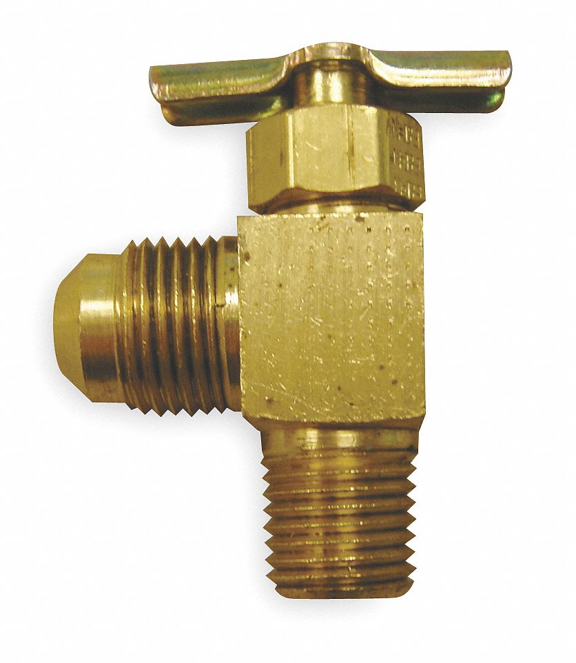 NEEDLE VALVE, ANGLED, BRASS, ¼ X 5/16 IN