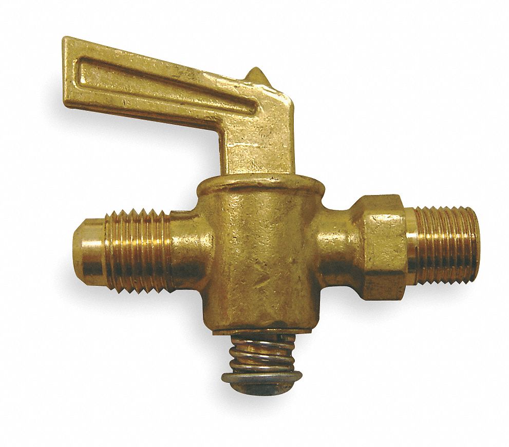 Ground Plug Valve: For Fluids Media, 2-Way, 1/4 in Pipe Size, Brass, Flare x MNPT, Male