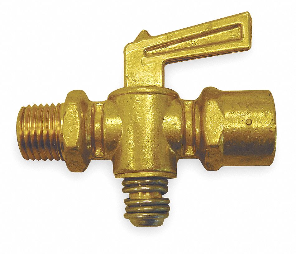 Ground Plug Valve: For Fluids Media, 2-Way, 1/4 in Pipe Size, Brass, MNPT x FNPT