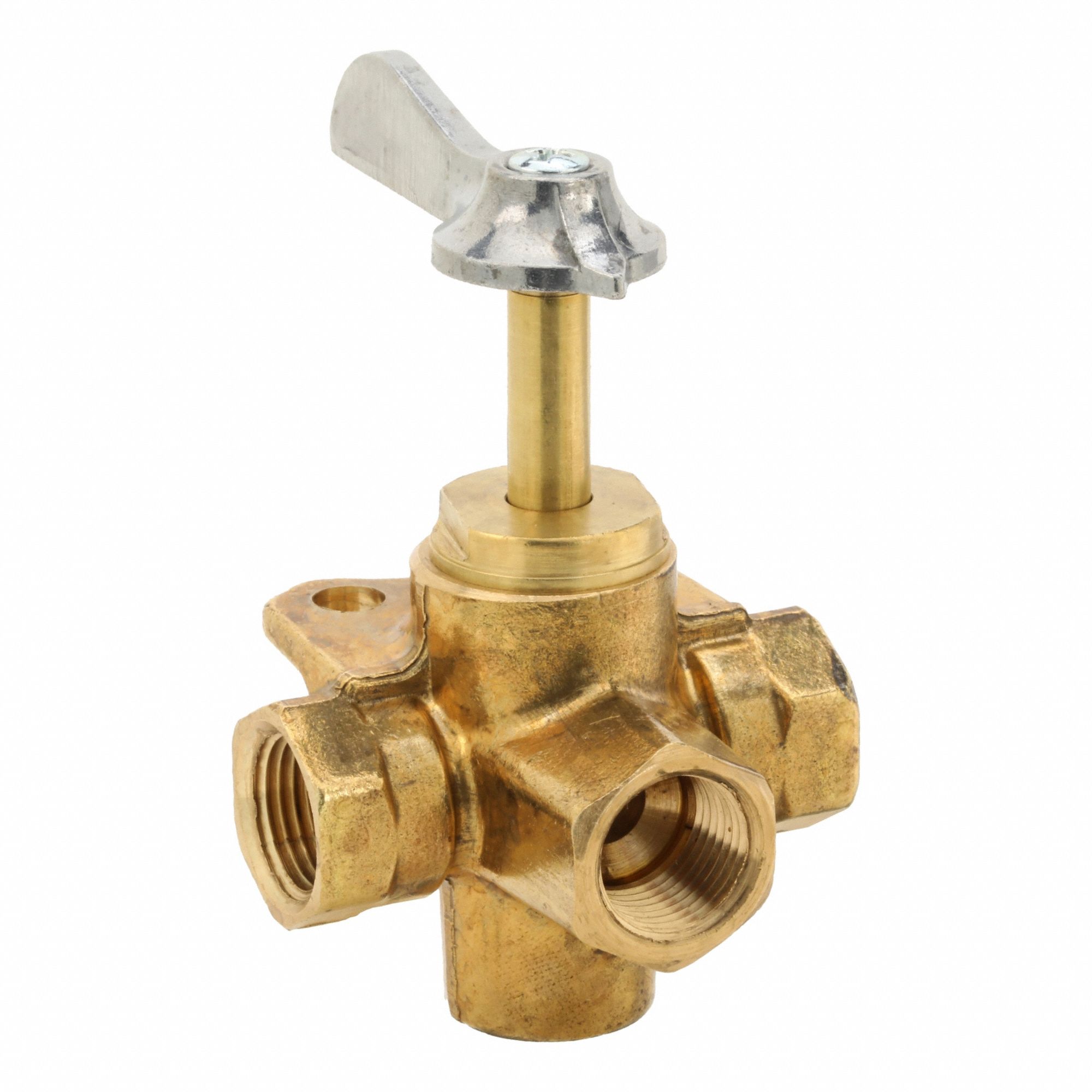 Multiple Shut-Off Valve: For Fluids Media, 4-Way, 3/8 in Pipe Size, Brass, Female, NPT