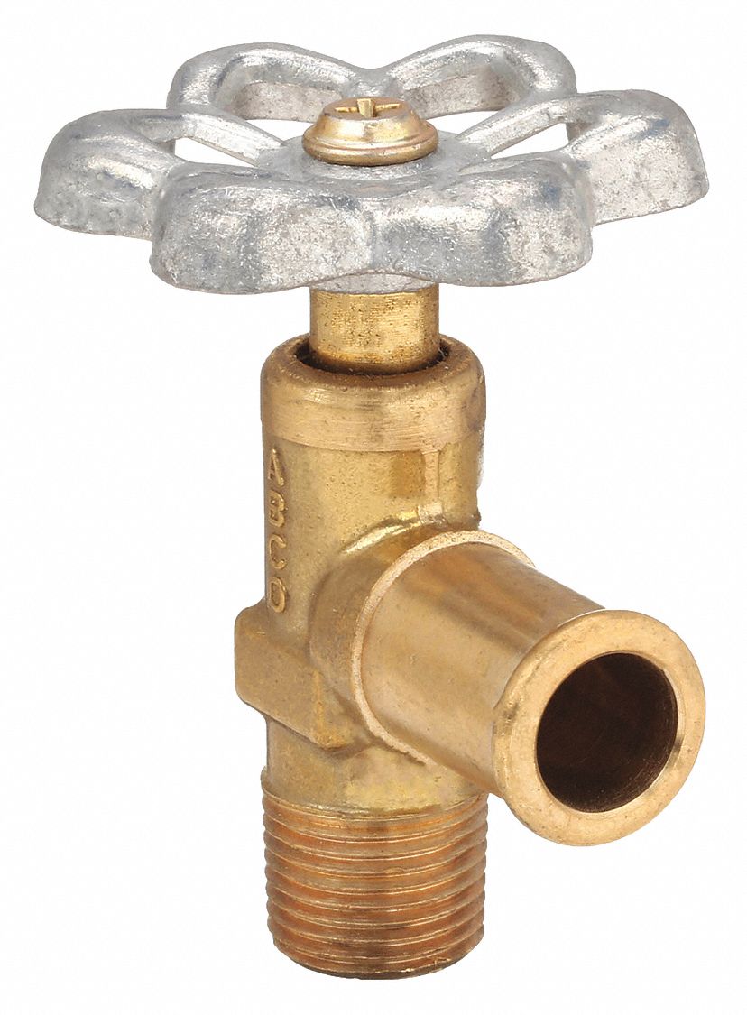 Truck Valve: Forged Brass, 3/8 in MNPT, 5/8 in Hose ID, 200 psi Max. Op Pressure