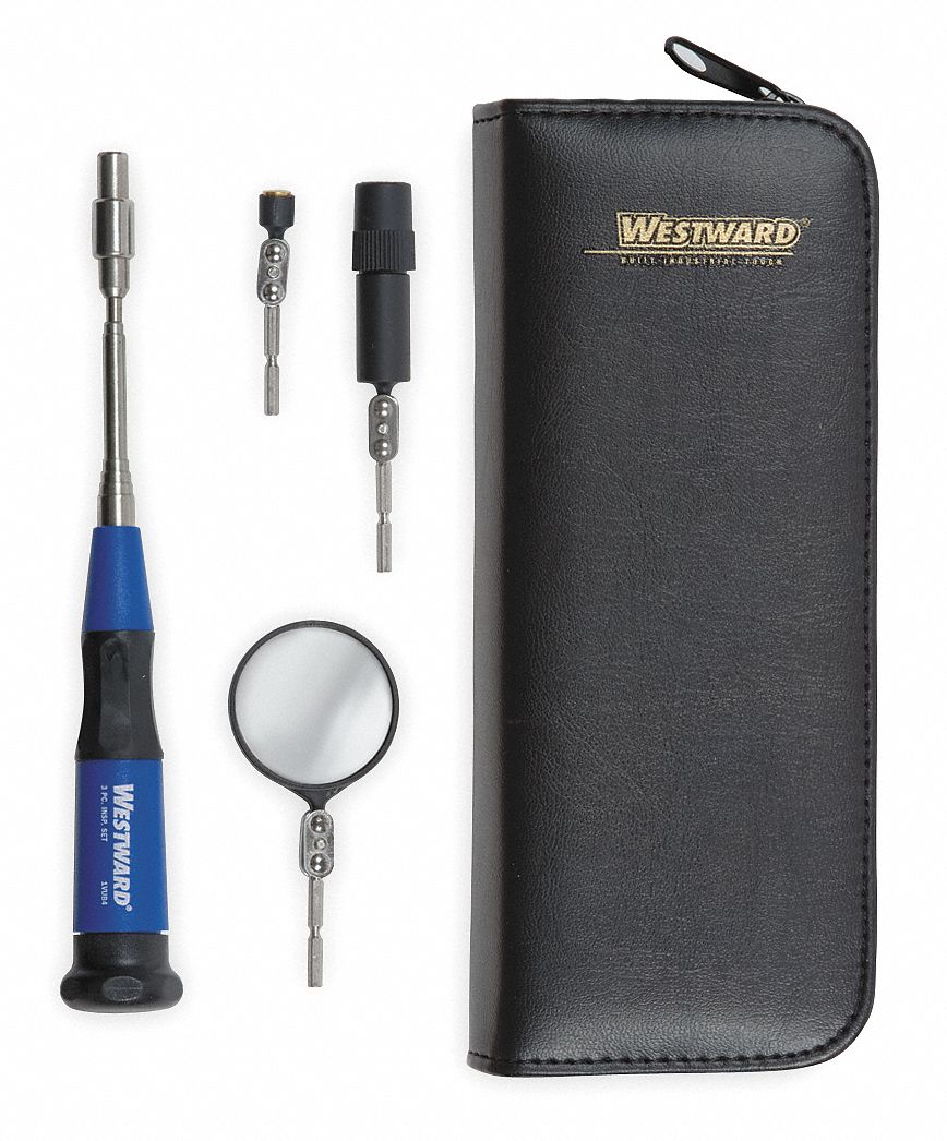 WESTWARD, 4 Pieces, Plastic Mirror, Inspection Mirror Kit 1VUB41VUB4