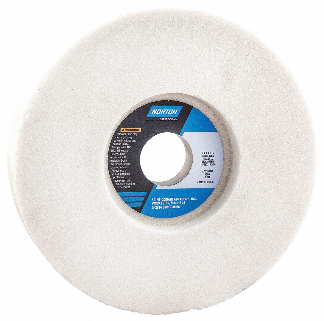 Recessed Grinding Wheel: Type 5, 7" x 1" x 1 1/4", 38A46-IVBE, 5 PK