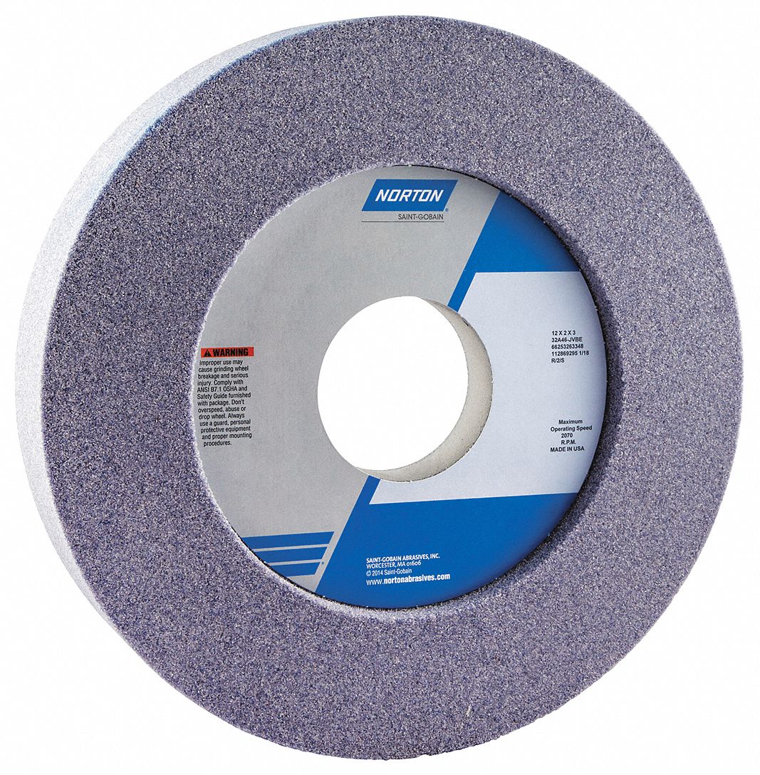 Recessed Grinding Wheel: Type 7, 12" x 2" x 3", 32A46-JVBE