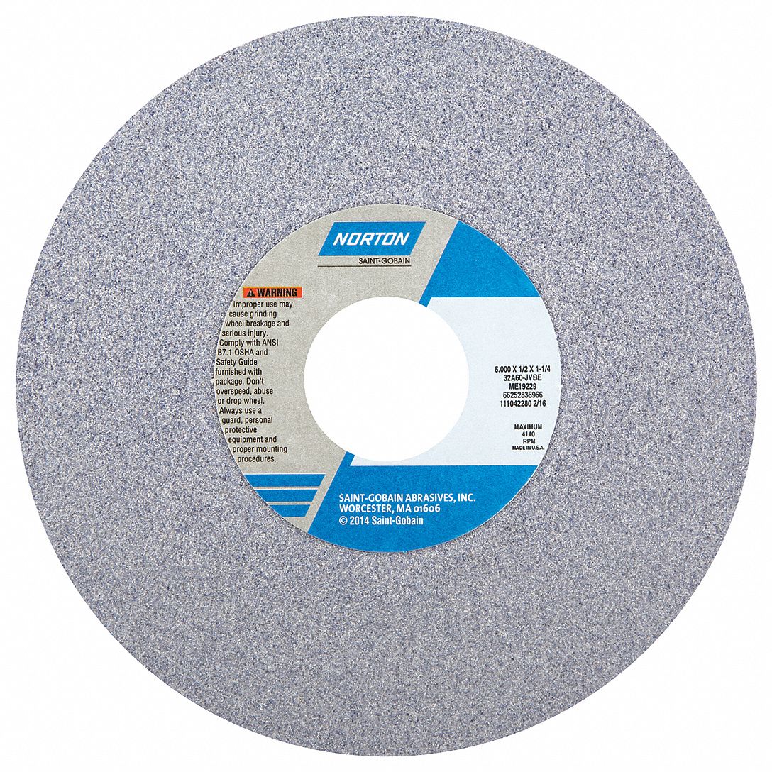 DISH GRINDING WHEEL, TYPE 12, 6 IN X ½ IN X 1¼ IN, 32A60-JVBE, 5 PK