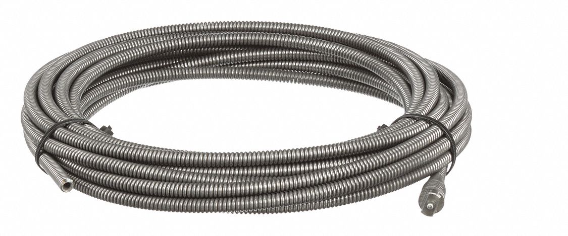 Drain Cleaning Cable: 3/8 in Dia., 35 ft Lg., Hollow Core, Coupling, 2 1/2 in Max. Pipe Dia.