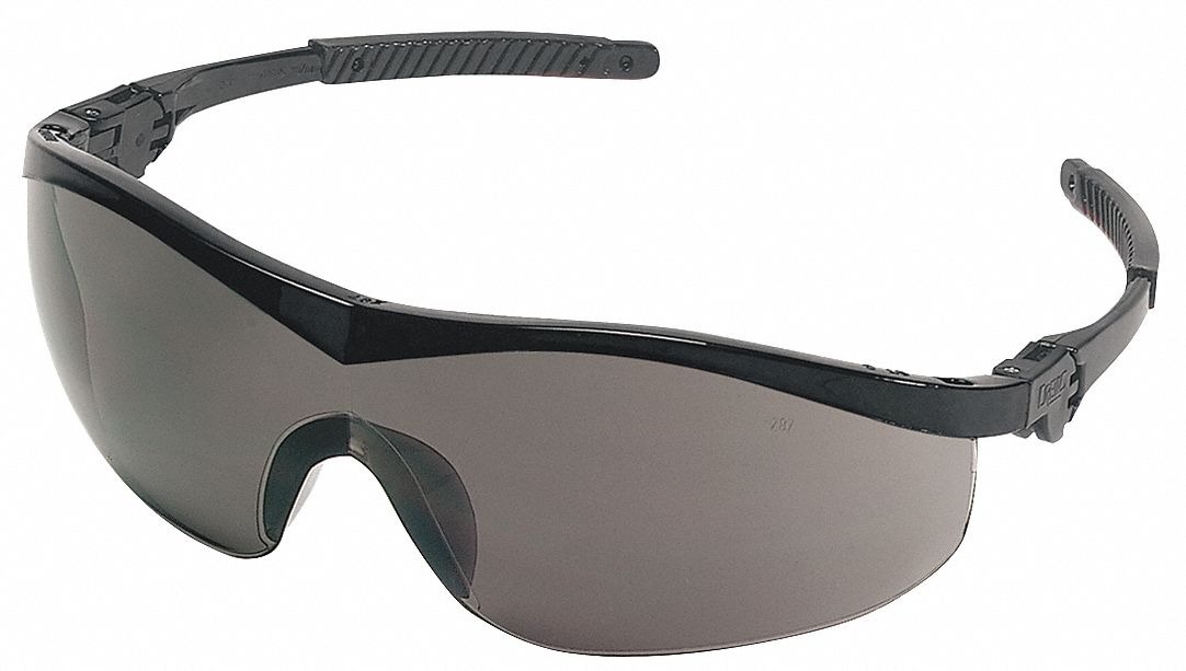 CONDOR Safety Glasses Wraparound Frame, HalfFrame, Gray, Black, Black