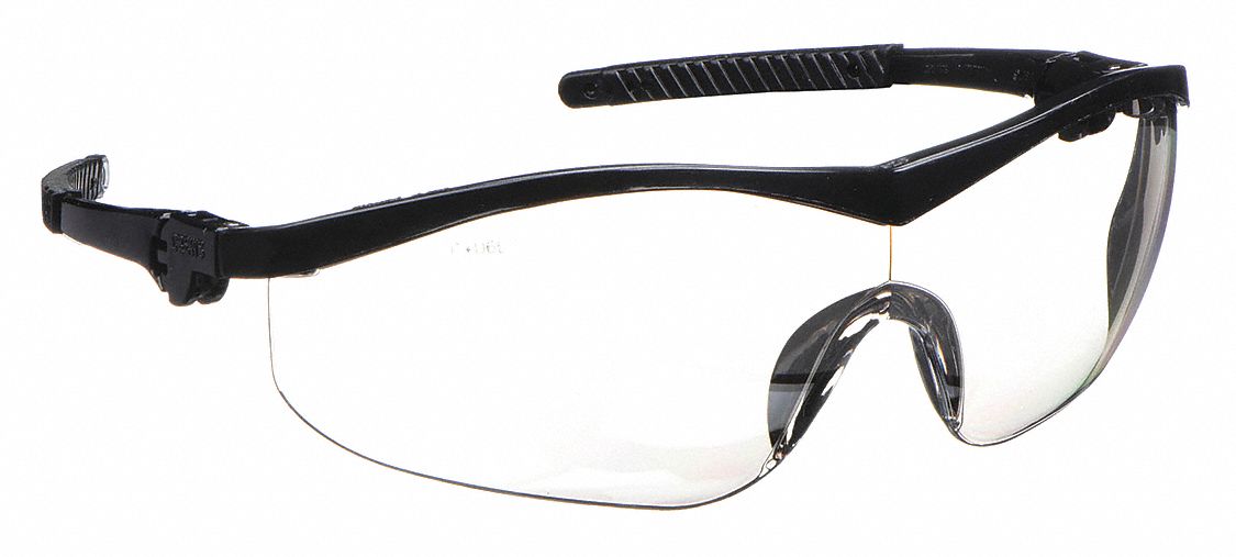 LUNETTES DE SÉCURITÉ, DEMI-MONTURE, ENVELOPPANTES, NYLON/PC, ANTIRAYURES, NOIR/GRIS MIROIR, UV, M