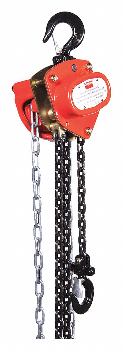 MANUAL CHAIN HOIST, HOOK MOUNTED - NO TROLLEY, 1,000 LB LIFTING CAPACITY, 20 FT LIFT L