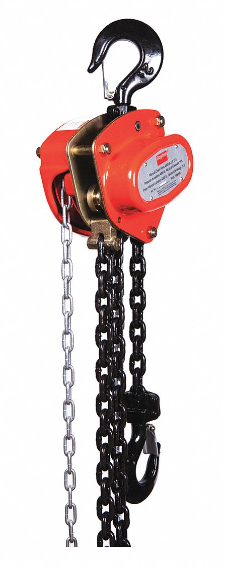 MANUAL CHAIN HOIST, HOOK MOUNTED - NO TROLLEY, 4,000 LB LIFTING CAPACITY, 15 FT LIFT L