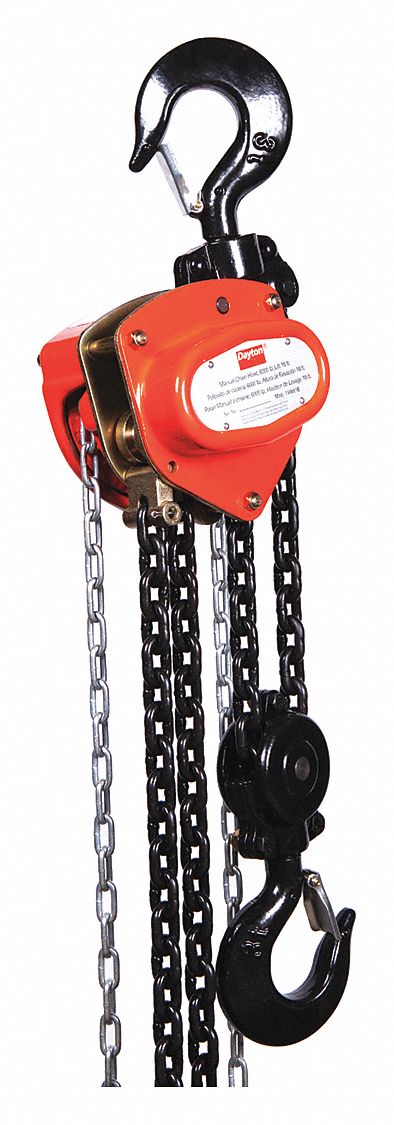 MANUAL CHAIN HOIST, HOOK MOUNTED - NO TROLLEY, 6,000 LB LIFTING CAPACITY, 10 FT LIFT L