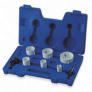 HOLE SAW KIT, 8 PIECES, ⅞ IN TO 2½ IN SAW SIZE RANGE, 1½ IN MAX CUTTING DEPTH