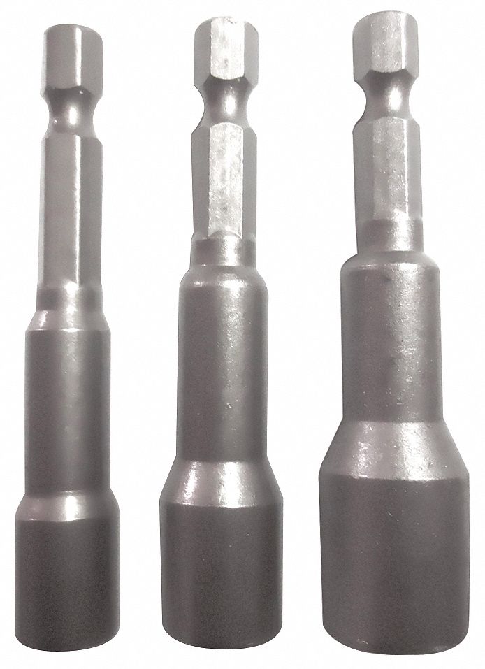 WESTWARD Nutsetter Set English/Imperial, 1/4 in_5/16 in_3/8 in