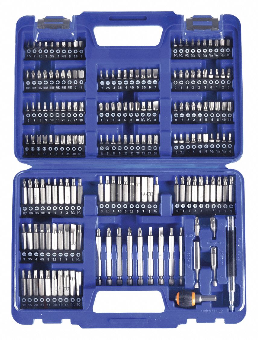 SCREWDRIVER BIT SET,1/4 HEX DR,175