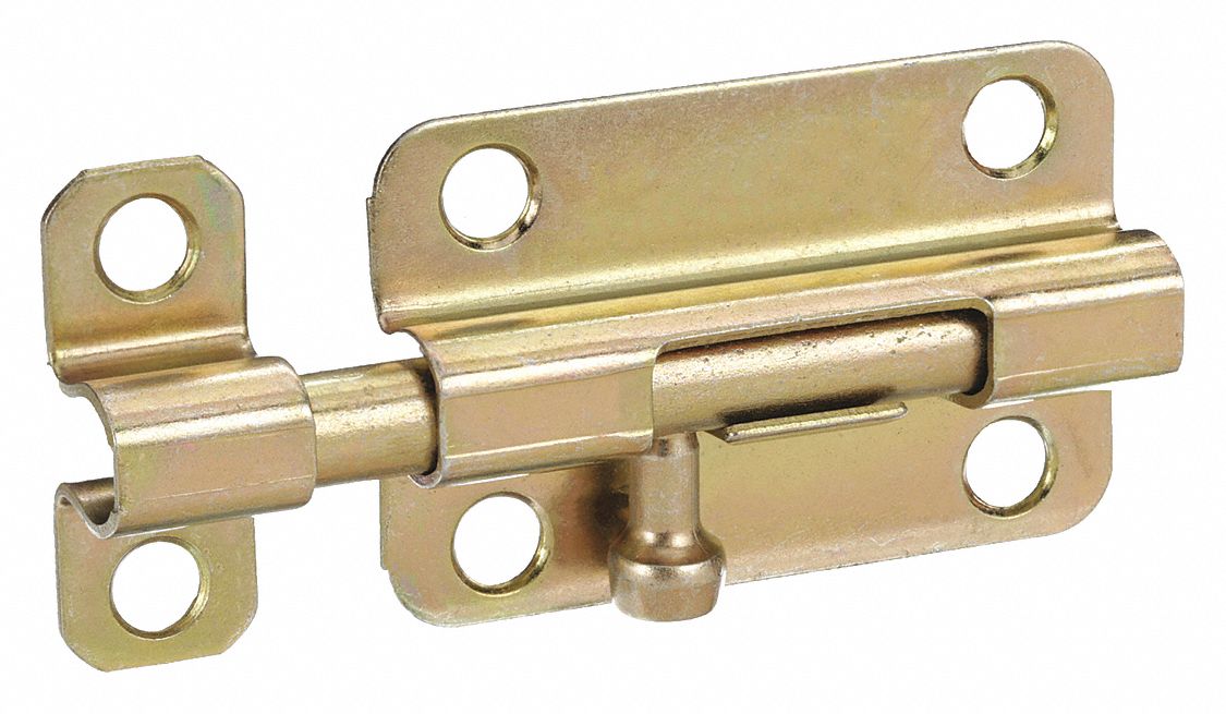 Door Bolt: Barrel Bolt, Zinc, 1/2 in Ht, 1 1/2 in Wd, 3 in Lg