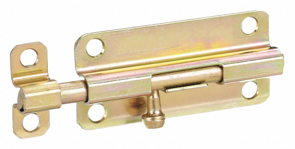 Door Bolt: Barrel Bolt, Zinc, 1/2 in Ht, 1 1/2 in Wd, 4 in Lg