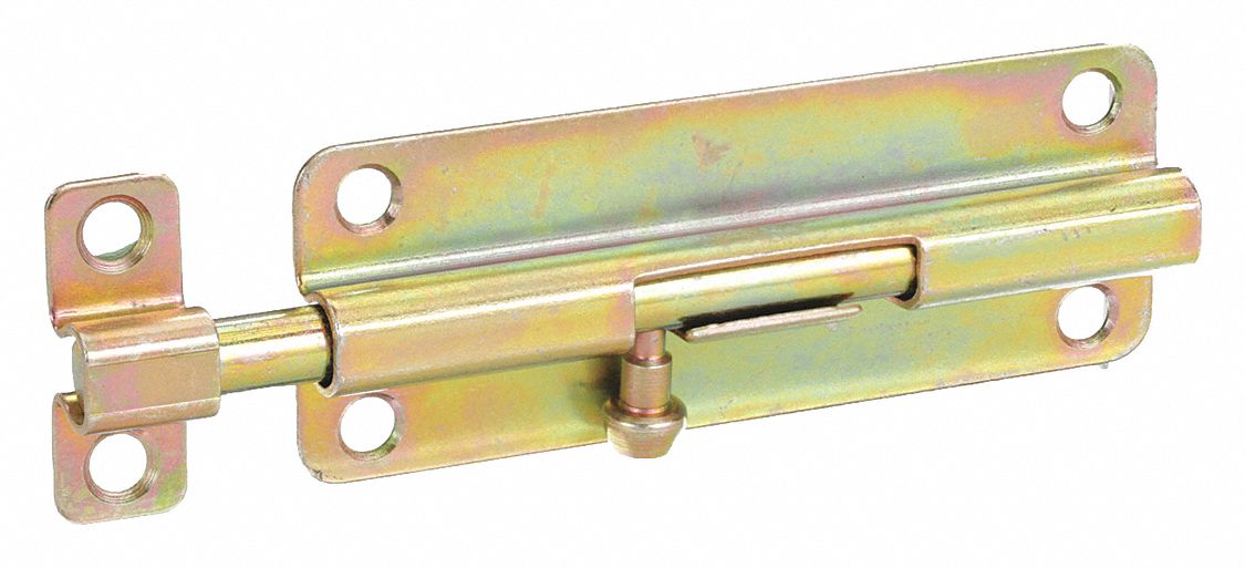 Door Bolt: Barrel Bolt, Zinc, 1/2 in Ht, 1 1/2 in Wd, 5 in Lg