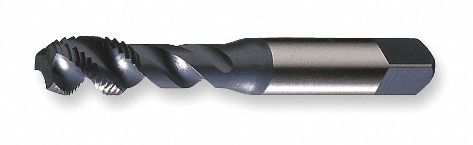 Spiral Flute Tap: #6-32 Thread Size, 5/16 in Thread Lg, 1 31/32 in Overall Lg, Right Hand