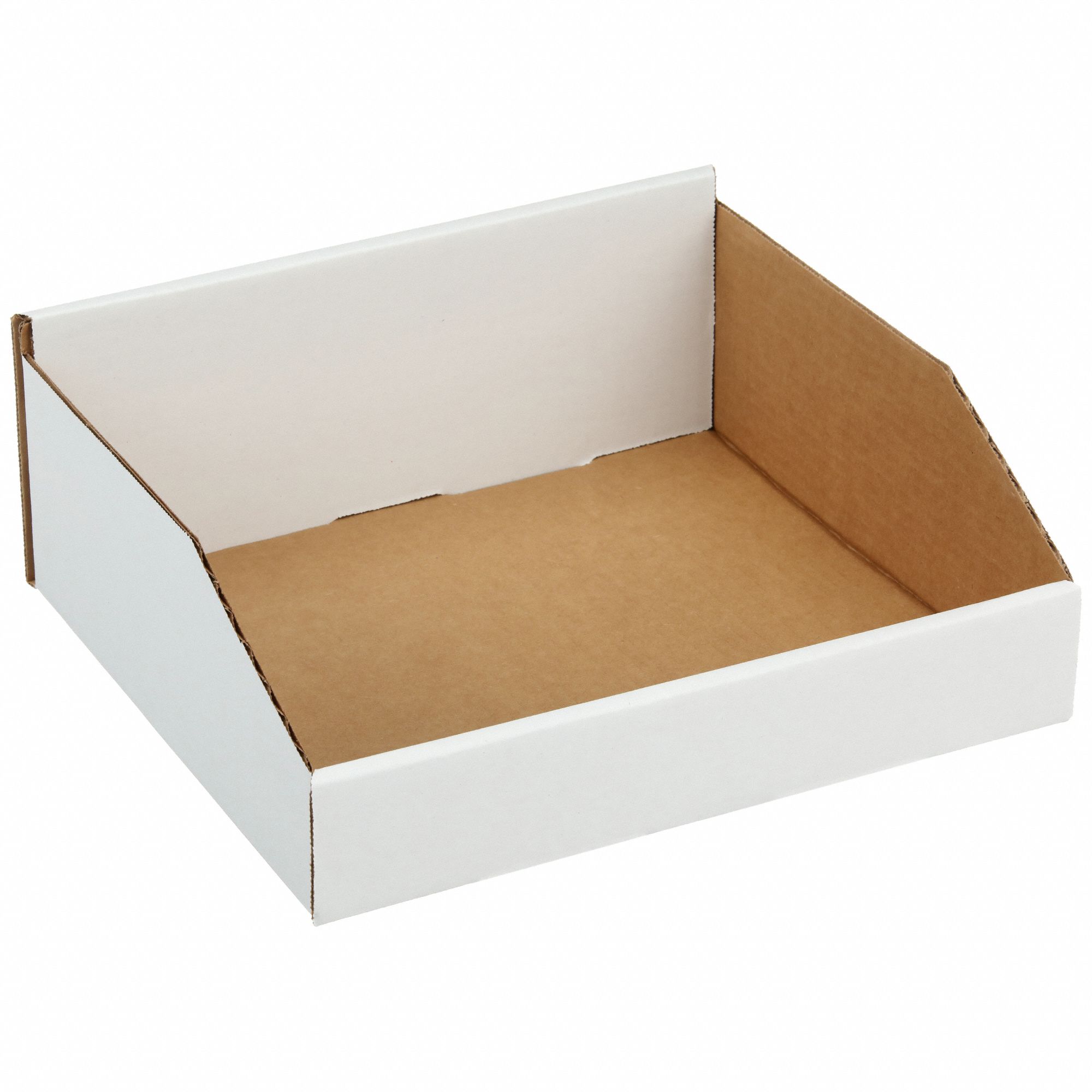 Corrugated Shelf Bin: 11 in Overall Lg, 12 1/4 in x 4 3/4 in, White