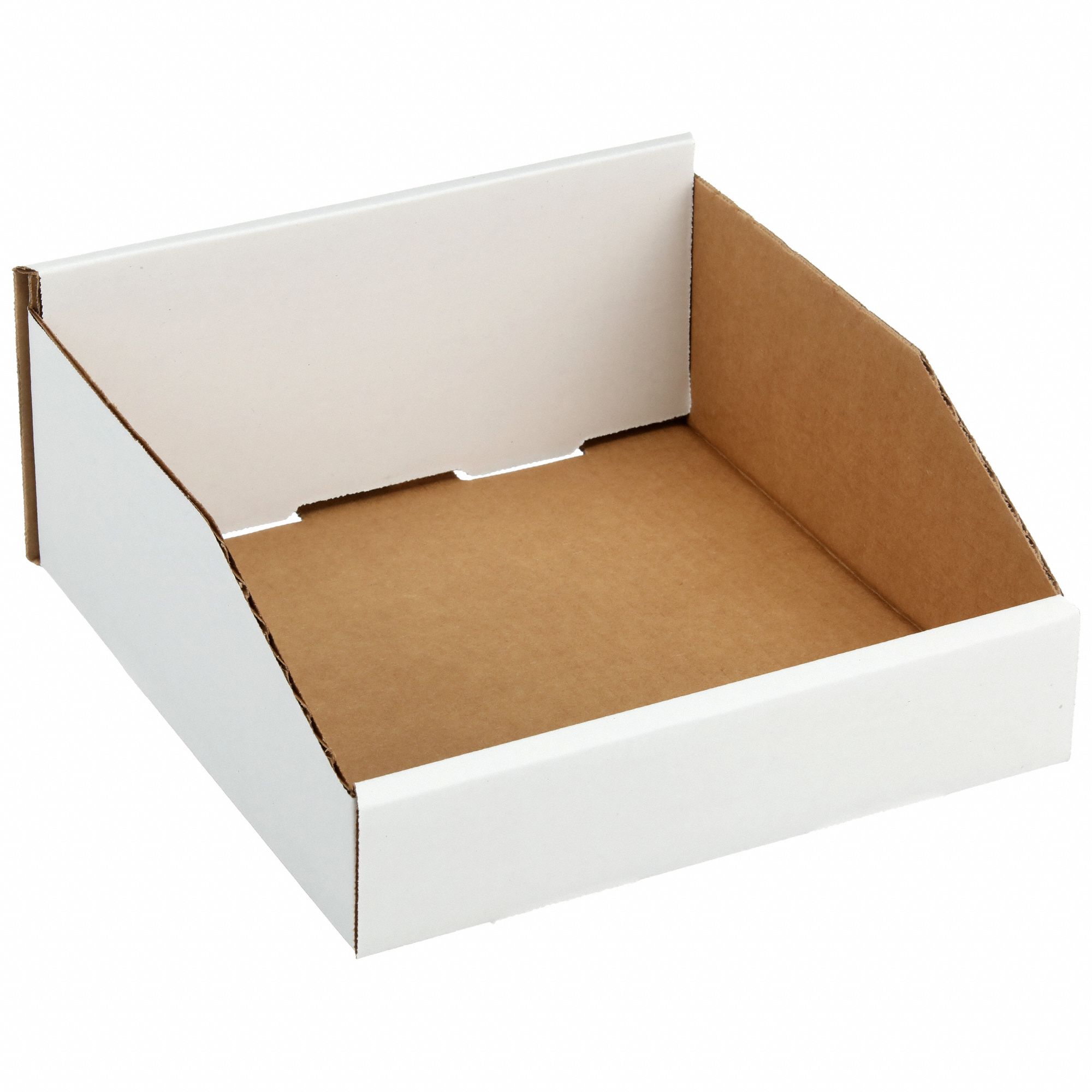 Corrugated Shelf Bin: 11 in Overall Lg, 10 1/4 in x 4 3/4 in, White