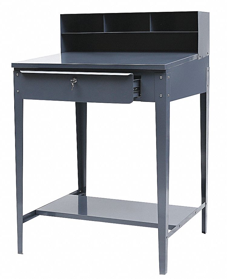 GRAINGER APPROVED 34 1/2 in x 30 in x 53 in Steel Shop Desk, Industrial