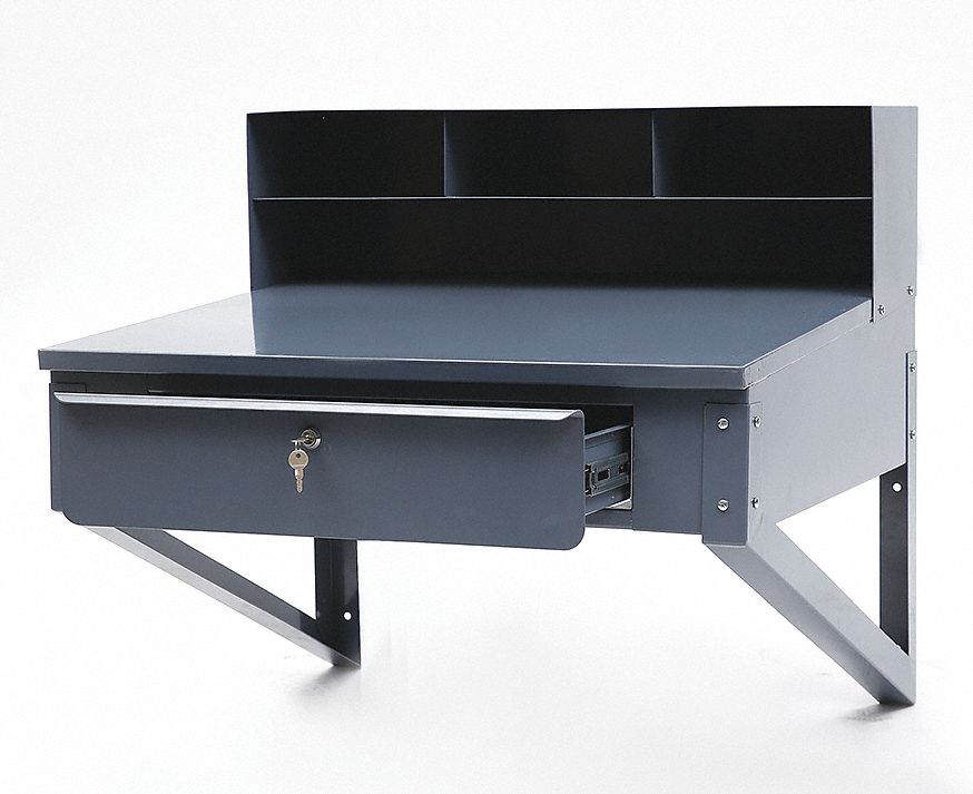 1W952 - Shop Desk 34-1/2 x 37-1/2 x 30 In Gray